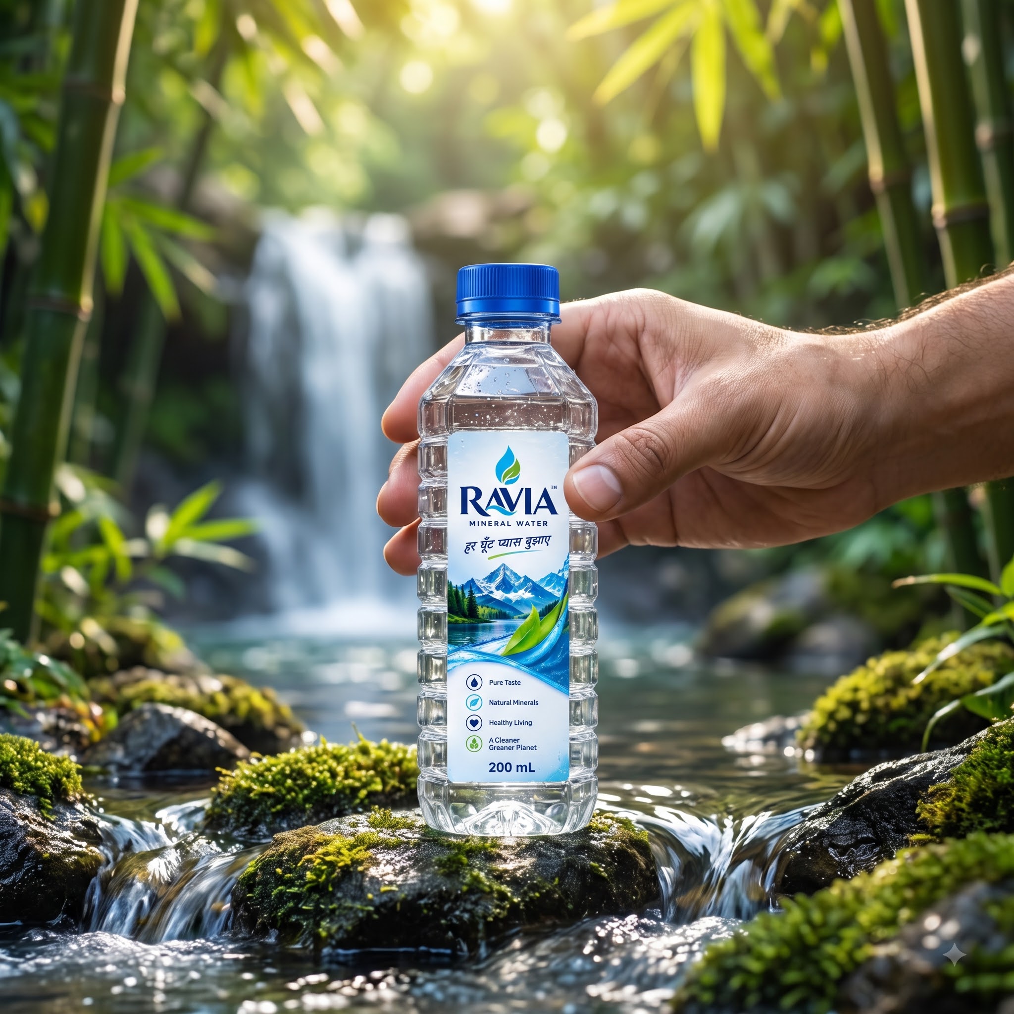 Ravia 200ml packaged drinking water bottle photograph